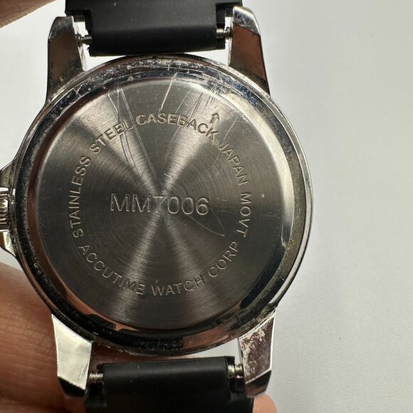 3/$30 Massini Watch Women Silver Tone Round Case Black Silicone Band 9" - Picture 6 of 15